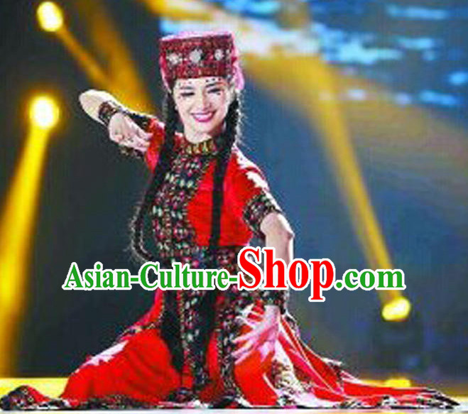 Chinese Traditional Xinjiang Dance Costume Complete Set for Women or Gilrs