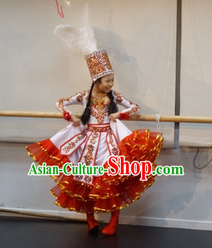 Chinese Traditional Mongolian Xinjiang Dance Costumes Complete Set for Women or Gilrs