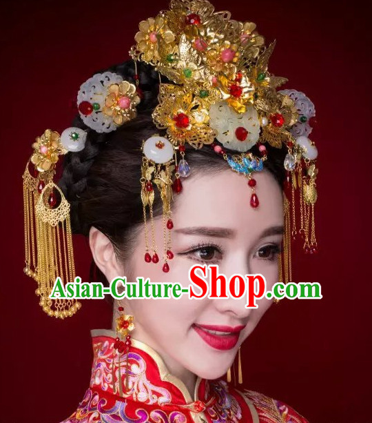 Classical Chinese Handmade Wedding Hair Accessories Fascinators Hair Sticks Hairpins Hair Bows Hair Pieces Bridal Hair Clips