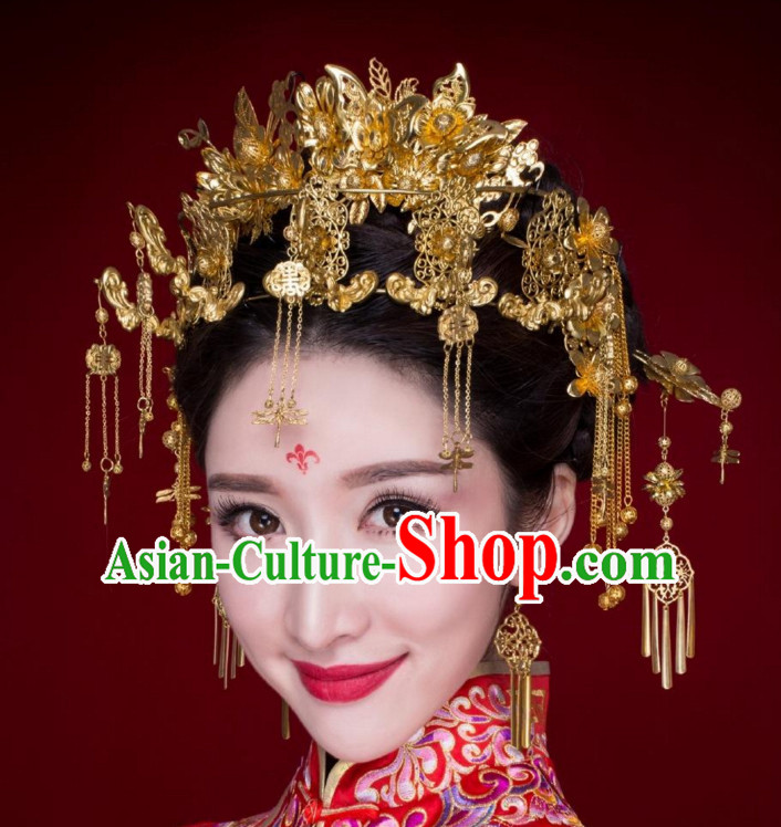 Classical Chinese Handmade Wedding Hair Accessories Fascinators Hair Sticks Hairpins Hair Bows Hair Pieces Bridal Hair Clips