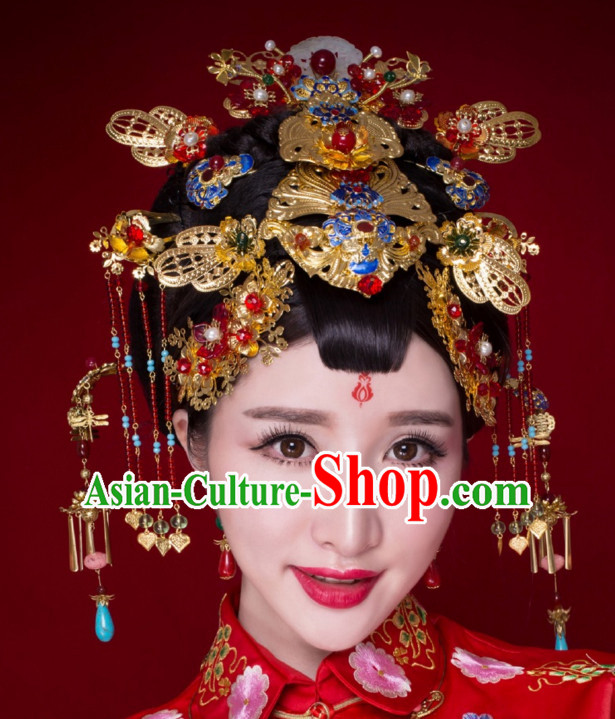 Classical Chinese Handmade Wedding Hair Accessories Fascinators Hair Sticks Hairpins Hair Bows Hair Pieces Bridal Hair Clips