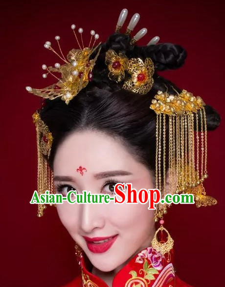 Classical Chinese Handmade Wedding Hair Accessories Fascinators Hair Sticks Hairpins Hair Bows Hair Pieces Bridal Hair Clips