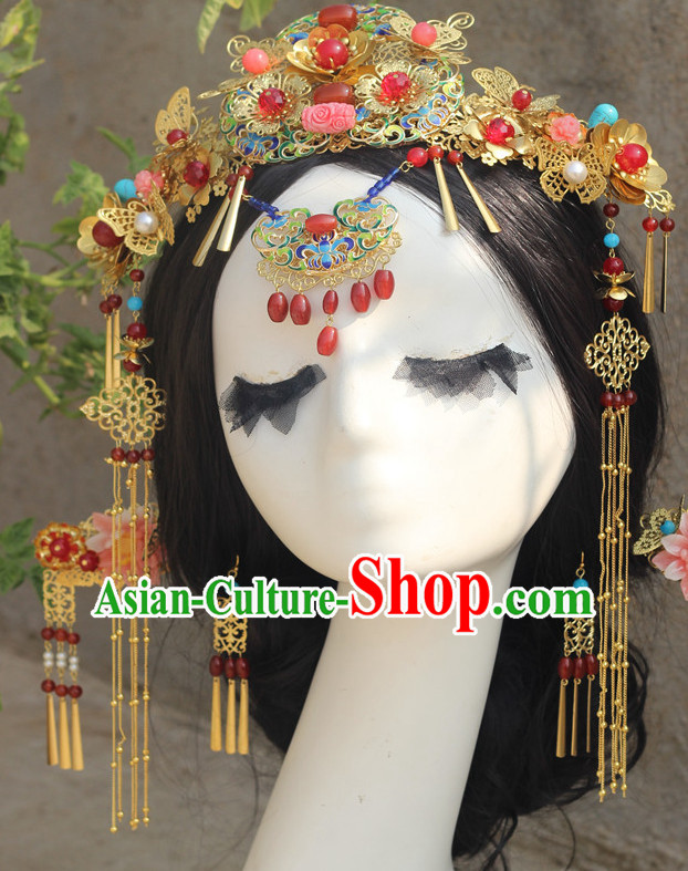 Handmade Classical Asian Chinese Wedding Hair Accessories Fascinators Hair Sticks Hairpins Hair Bows Hair Pieces Bridal Hair Clips