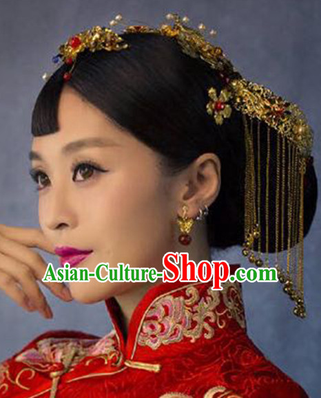 Handmade Asian Chinese Classical Wedding Hair Accessories Fascinators Hair Sticks Hairpins Hair Bows Hair Pieces Bridal Hair Clips