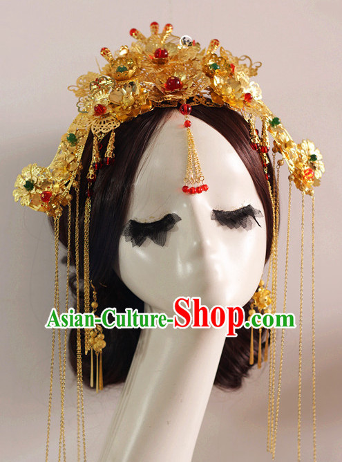 Handmade Asian Chinese Classical Wedding Hair Accessories Fascinators Hair Sticks Hairpins Hair Bows Hair Pieces Bridal Hair Clips Phoenix Crown Coronet