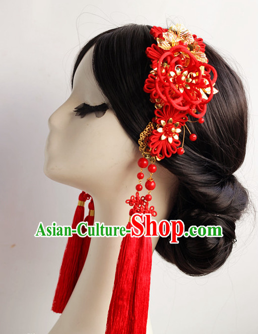 Handmade Asian Chinese Classical Wedding Hair Accessories Fascinators Hair Sticks Hairpins Hair Bows Hair Pieces Bridal Hair Clips Phoenix Crown Coronet