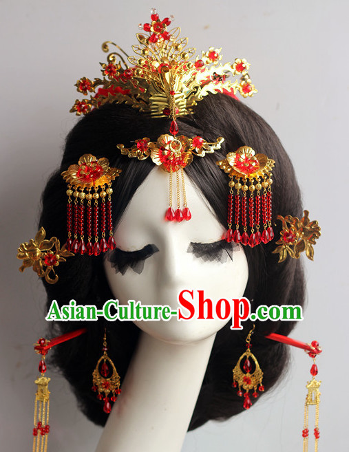 Handmade Asian Chinese Classical Wedding Hair Accessories Fascinators Hair Sticks Hairpins Hair Bows Hair Pieces Bridal Hair Clips Phoenix Crown Coronet