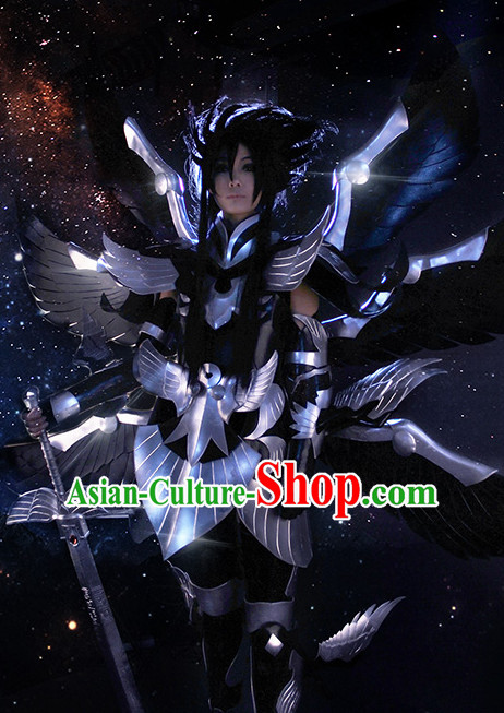 Chinese Superhero Armor Cosplay Costumes Accessories and Hat Complete Set for Men and Adults