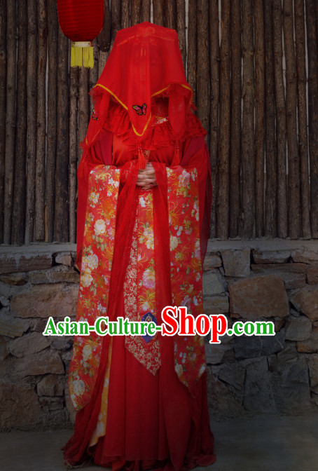Chinese Traditional Ancient Bridal Costume Complete Set for Women