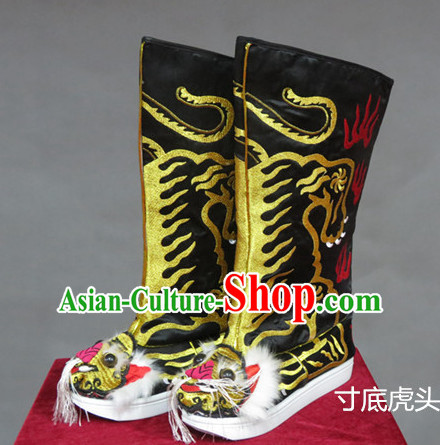 Black Chinese Traditional Bian Lian Mask Change Tiger Head Boots