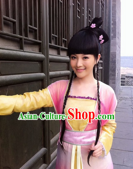 Chinese Classic Type of Black Wigs and Hair Clips for Women