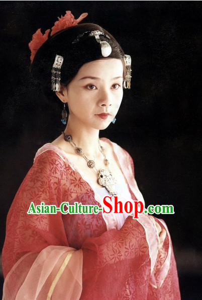 the Tang Dynasty Hairstyles Palace Empress Black Wigs and Hair Accessories for Women or Girls