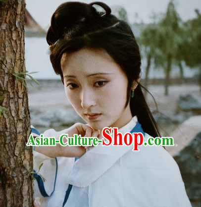 Dream of Red Chamber Lin Daiyu Black Long Wigs for Women or Girls