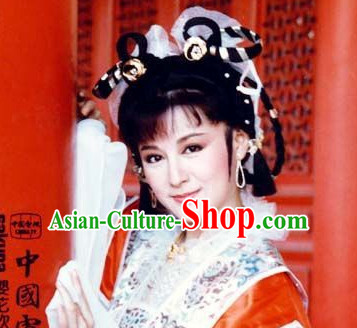 Ancient Chinese Imperial Beauties Empress Black Wigs and Hair Styling Accessories Gold Hair Clips