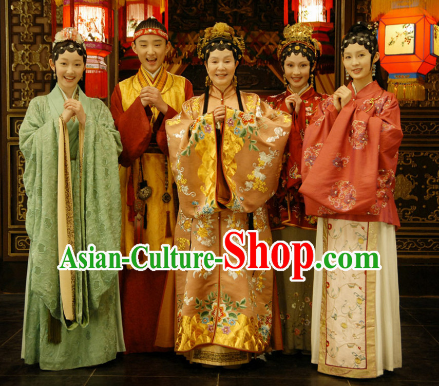 Hong Lou Meng Great Drama Ancient Chinese Traditional National Hanfu Dress Costumes Clothes Ancient China Clothing for Five People