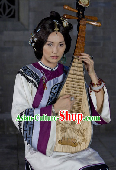 Mandarin Chinese Style Authentic Clothes Culture Costume Minguo Dresses Traditional National Dress Clothing and Headwear Complete Set for Women Girls