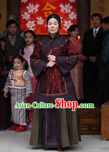 Mandarin Chinese Style Authentic Clothes Culture Costume Minguo Dresses Traditional National Dress Clothing and Headwear Complete Set for Women Girls