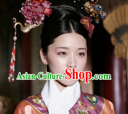 Qing Dynasty Traditional Chinese Imperial Palace Traditional Princess Headwear Headgear Hair Accessories Headdress for Women Girls