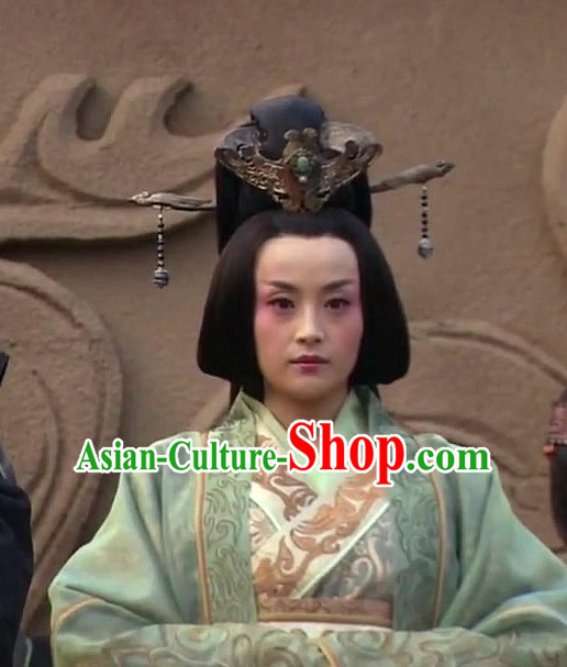 Ancient Traditional Chinese Han Dynasty Style Empress Black Long Wig Wigs and Headpieces for Women Girls