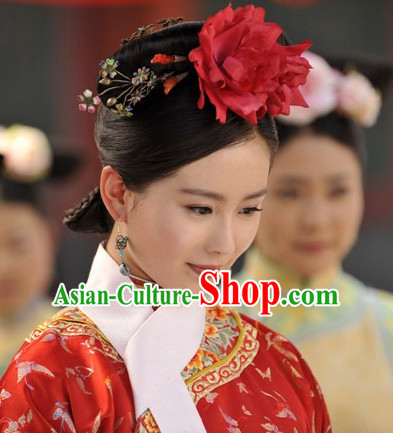 Qing Dynasty Imperial Palace Traditional Chinese Princess Style Black Long Wig Wigs and Hair Accessories for Women Girls