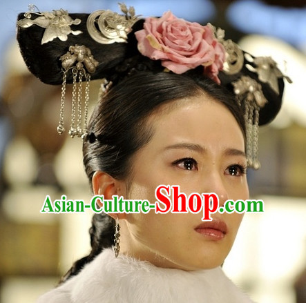 Qing Dynasty Imperial Palace Traditional Chinese Princess Style Black Long Wig Wigs and Hair Accessories for Women Girls