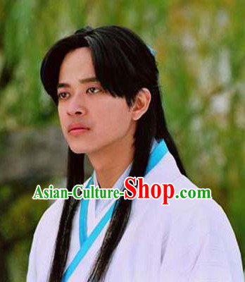 Ancient Chinese Style Long Black Wig for Men and Boys