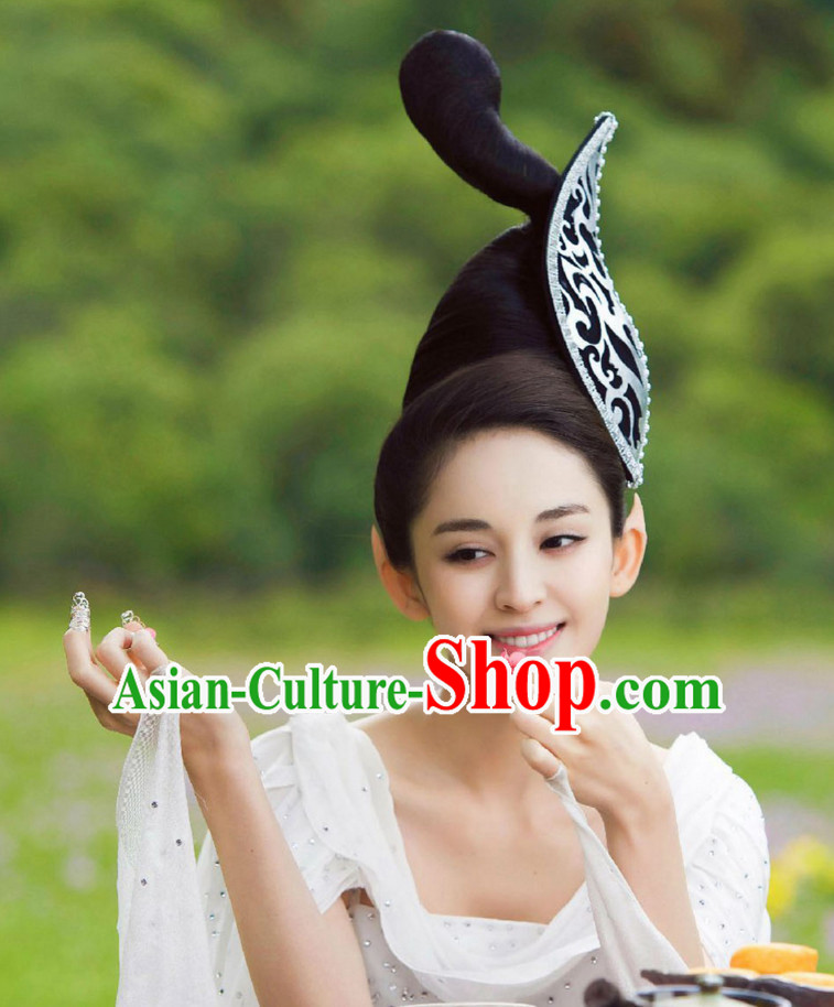 Ancient Chinese Traditional Style Fairy Black Wigs and Hairpins for Women Girls