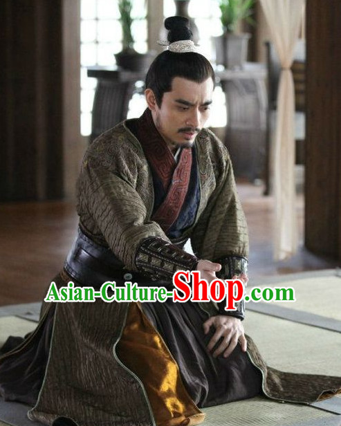 Ancient Chinese Style General Costume Dress Authentic Clothes Culture Han Dresses Traditional National Dress Clothing and Headdress Complete Set