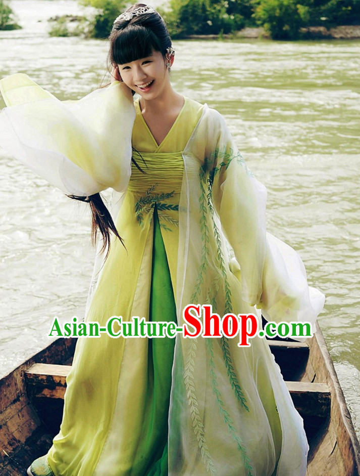 Ancient Chinese Style Beauty Hanfu Costumes Dress Authentic Clothes Culture Han Dresses Traditional National Dress Clothing and Headpieces Complete Set