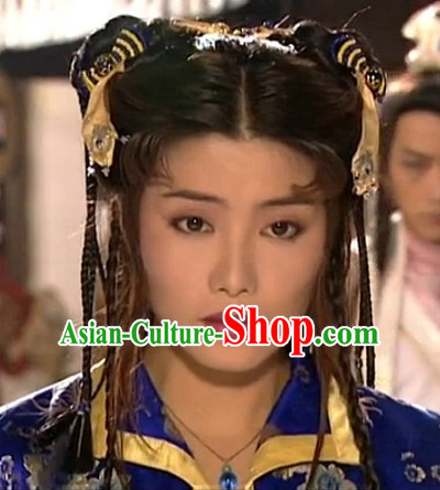 Ancient Chinese Style Fairy Black Long Wigs and Headwear Set