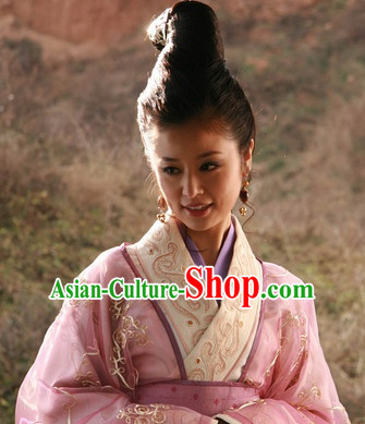 Ancient Chinese Style Lady Black Long Wigs and Headwear Set