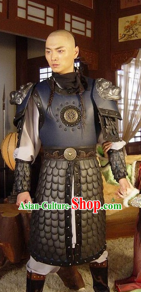 Ancient Chinese Style Male General Warrior Body Armor Costumes Dress Authentic Clothes Culture Traditional National Clothing Complete Set