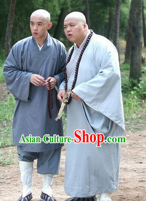 Ancient Chinese Style Male Monk Long Robe Costumes Dress Authentic Clothes Culture Traditional National Clothing Complete Set