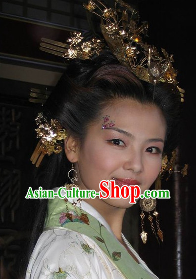 Traditional Chinese Style Empress Black Wigs and Headwear Set