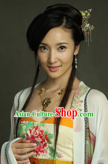 Traditional Chinese Lady Black Wigs and Hair Accessories Complete Set