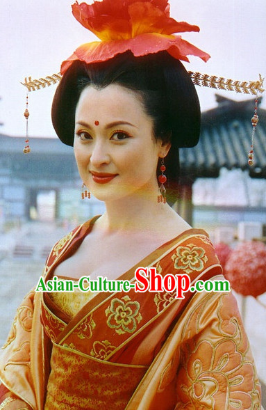 Traditional Ancient Asian Chinese Style Princess Black Wig and Hair Accessories Hairpin Headwear Complete Set