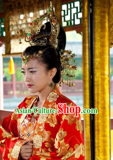 Traditional Ancient Asian Chinese Style Princess Black Wig and Hair Accessories Hairpin Headwear Complete Set