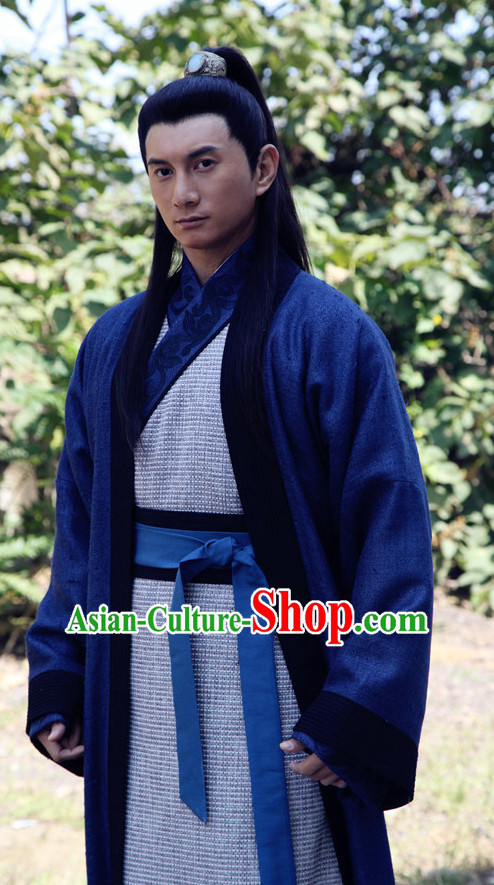 Traditional Chinese Ancient Hanfu Male Robe Clothing Complete Set