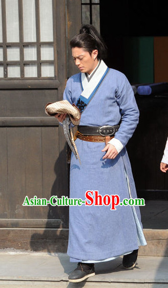 Traditional Chinese Ancient Hanfu Male Robe Clothing Complete Set