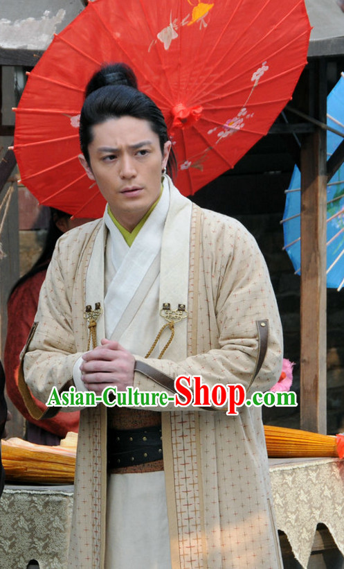 Traditional Chinese Ancient Hanfu Male Robe Clothing Complete Set