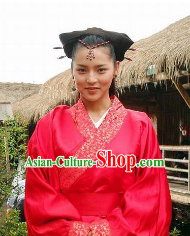 Traditional Ancient Chinese Style Imperial Palace Royal Princess Queen Empress Black Full Wigs and Headpieces Hair Jewelry Set for Women and Girls