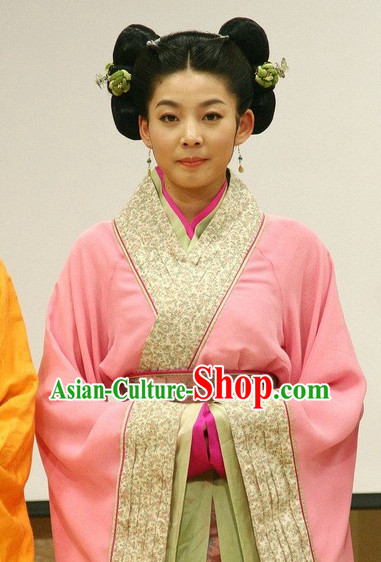 Traditional Ancient Chinese Style Lady Female Black Full Wigs and Headpieces Hair Jewelry Set for Women and Girls