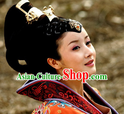 Chinese Traditional Style Princess Black Wigs and Headpieces Hairpieces Hair Jewelry for Women