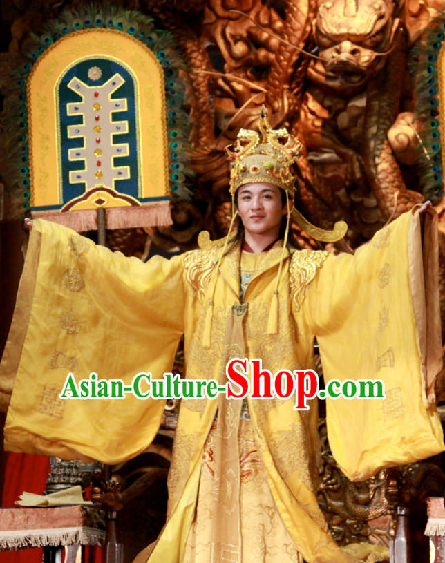 Custom Made Traditional Chinese Ancient Emperor Costumes and Crown Complete Set