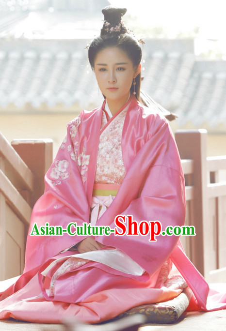 Traditional Chinese Ancient Princess Costumes and Hairpieces Complete Set for Women