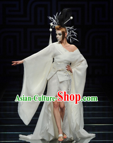 Asian Chinese Fashion Custom Tailored Custom Make Made to Order Chinese Style Fantasy Custom Made Professional Stage Performance Costumes and Hair Decoration Headwear Complete Set