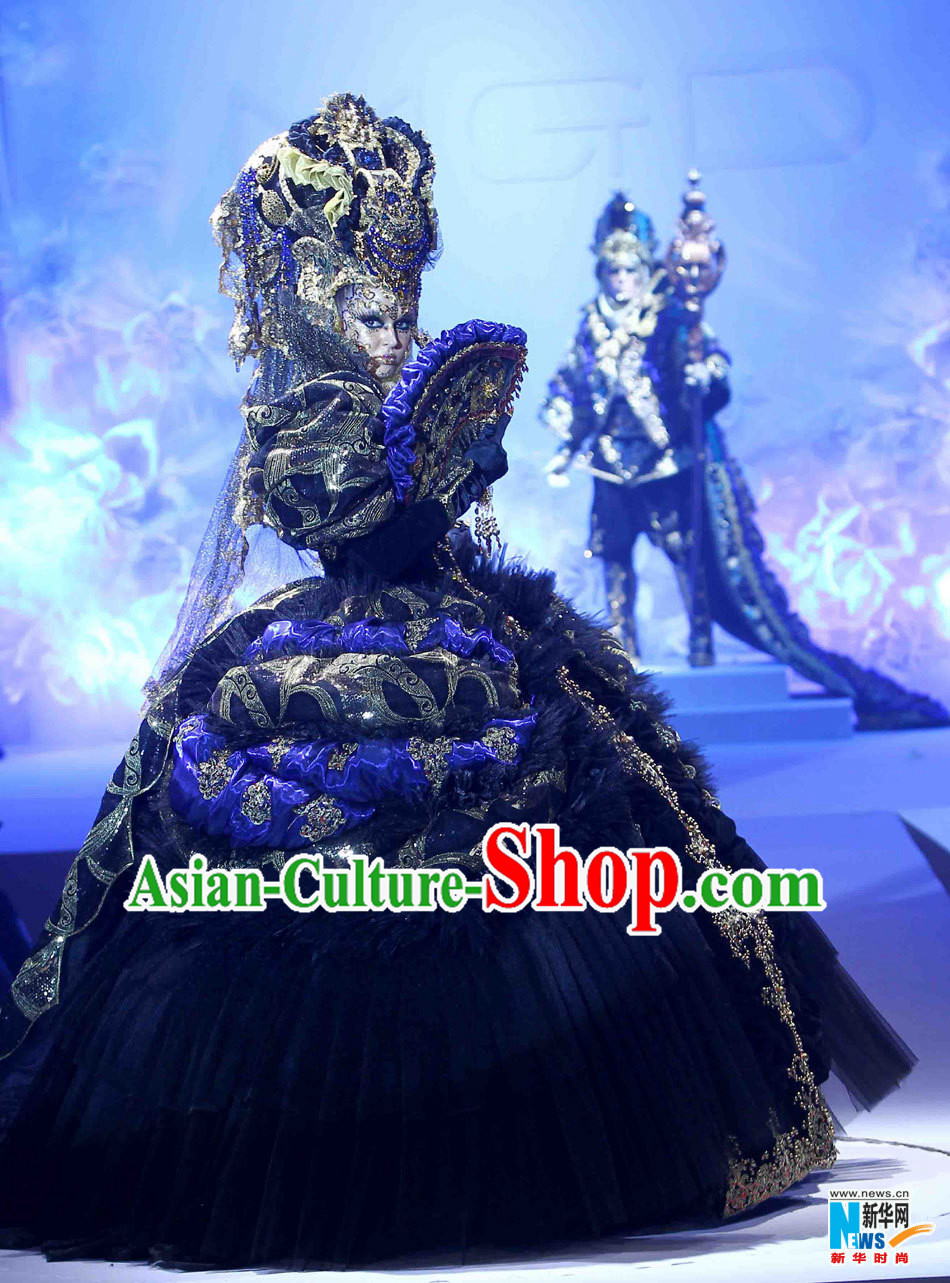 Asian Chinese Fashion Custom Tailored Custom Make Made to Order Chinese Style Fantasy Custom Made Professional Stage Performance Costumes and Hair Decoration Headwear Complete Set