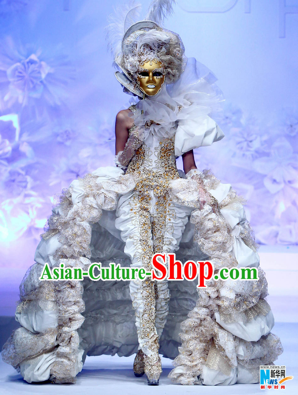 Asian Chinese Fashion Custom Tailored Custom Make Made to Order Chinese Style Fantasy Custom Made Professional Stage Performance Costumes and Hair Decoration Headwear Complete Set