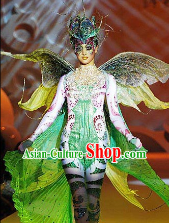 Asian Chinese Fashion Custom Tailored Custom Make Made to Order Chinese Style Fantasy Custom Made Professional Stage Performance Costumes and Hair Decoration Headwear Complete Set