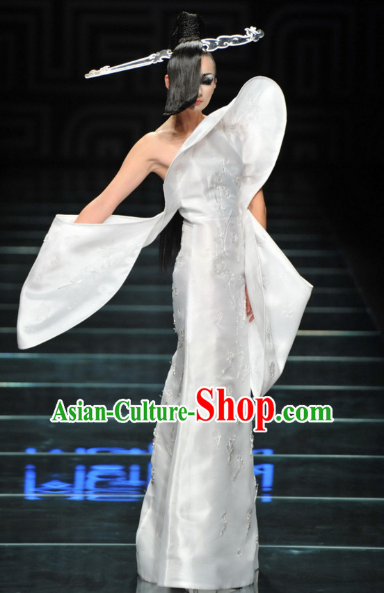 Asian Chinese Fashion Custom Tailored Custom Make Made to Order Chinese Style Fantasy Custom Made Professional Stage Performance Costumes and Hair Decoration Headwear Complete Set